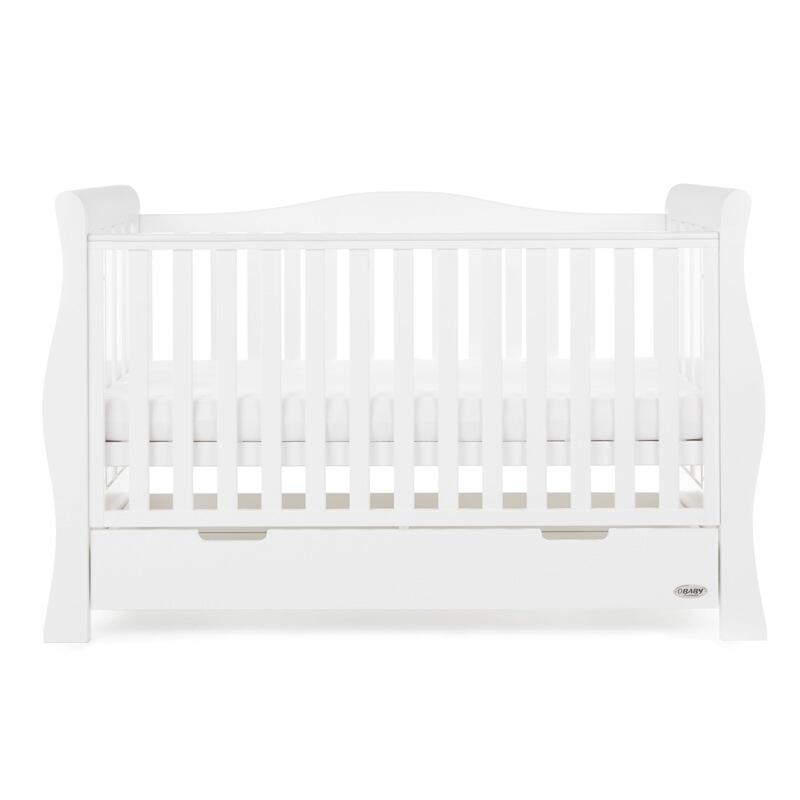 OBaby Stamford Luxe Cot Bed - White with Under Bed Drawer