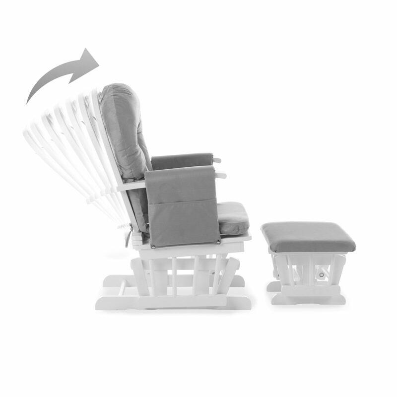OBaby Reclining Glider Nursery Chair & Stool -  Grey