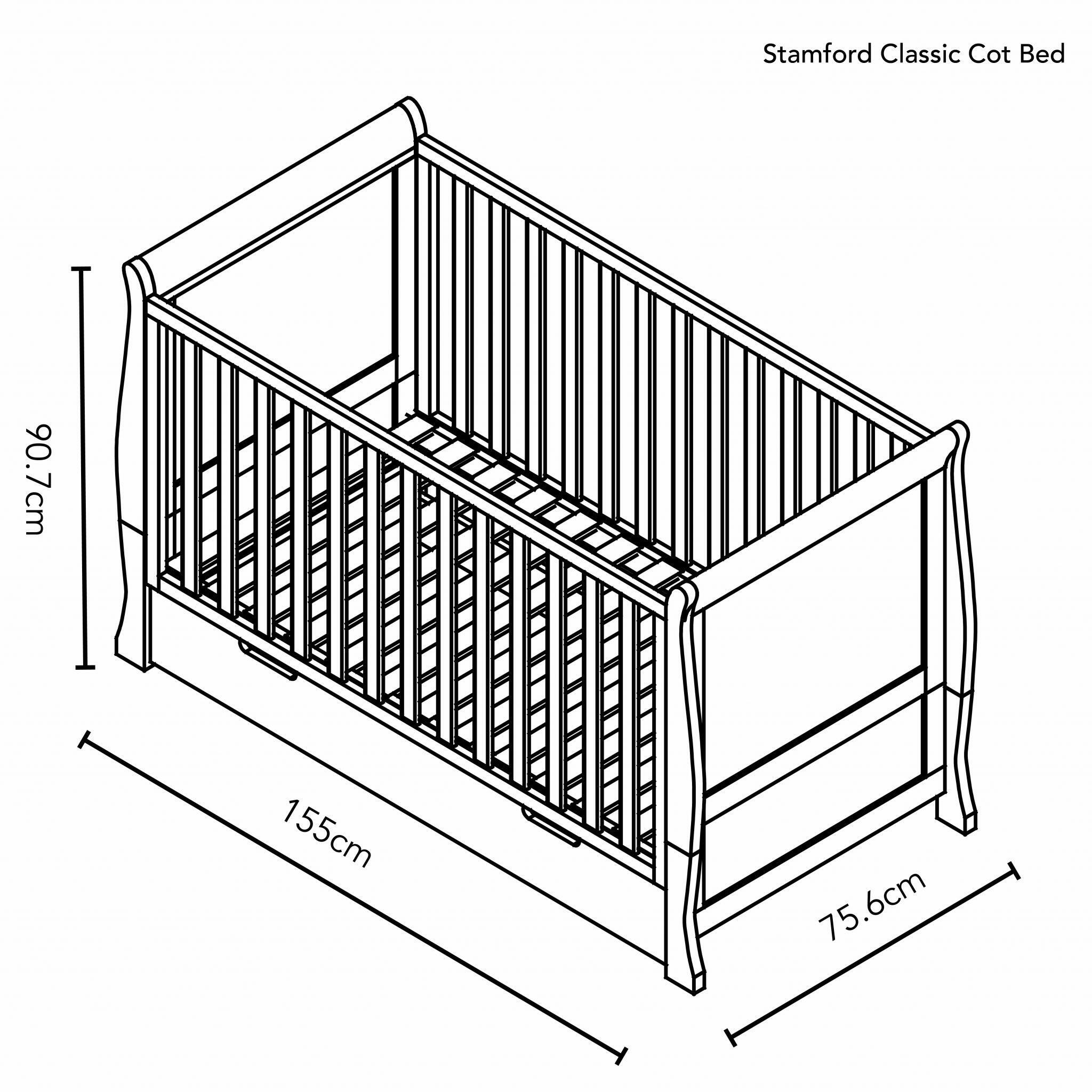 OBaby Stamford 2 Piece Nursery Room Set - Warm Grey dimensions