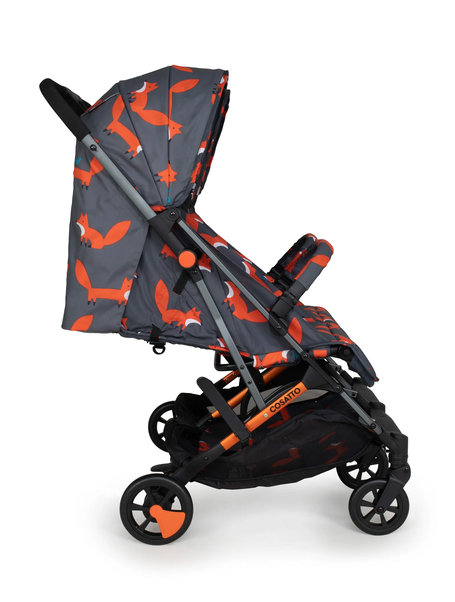 Cosatto Woosh Double Stroller - Charcoal Mister Fox side