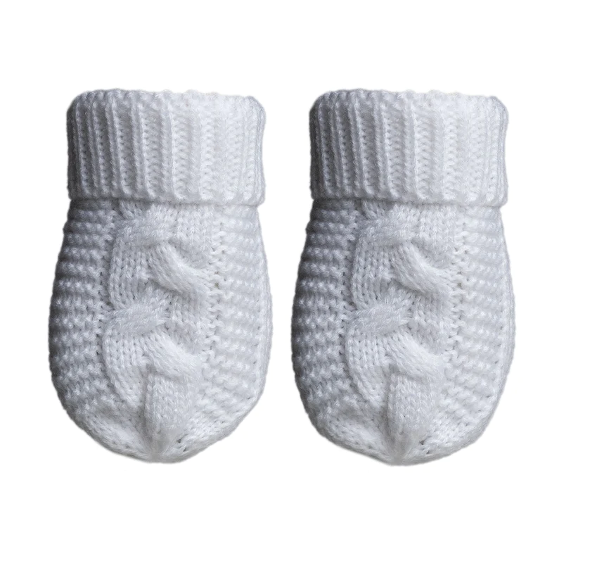 winter baby mitts - white