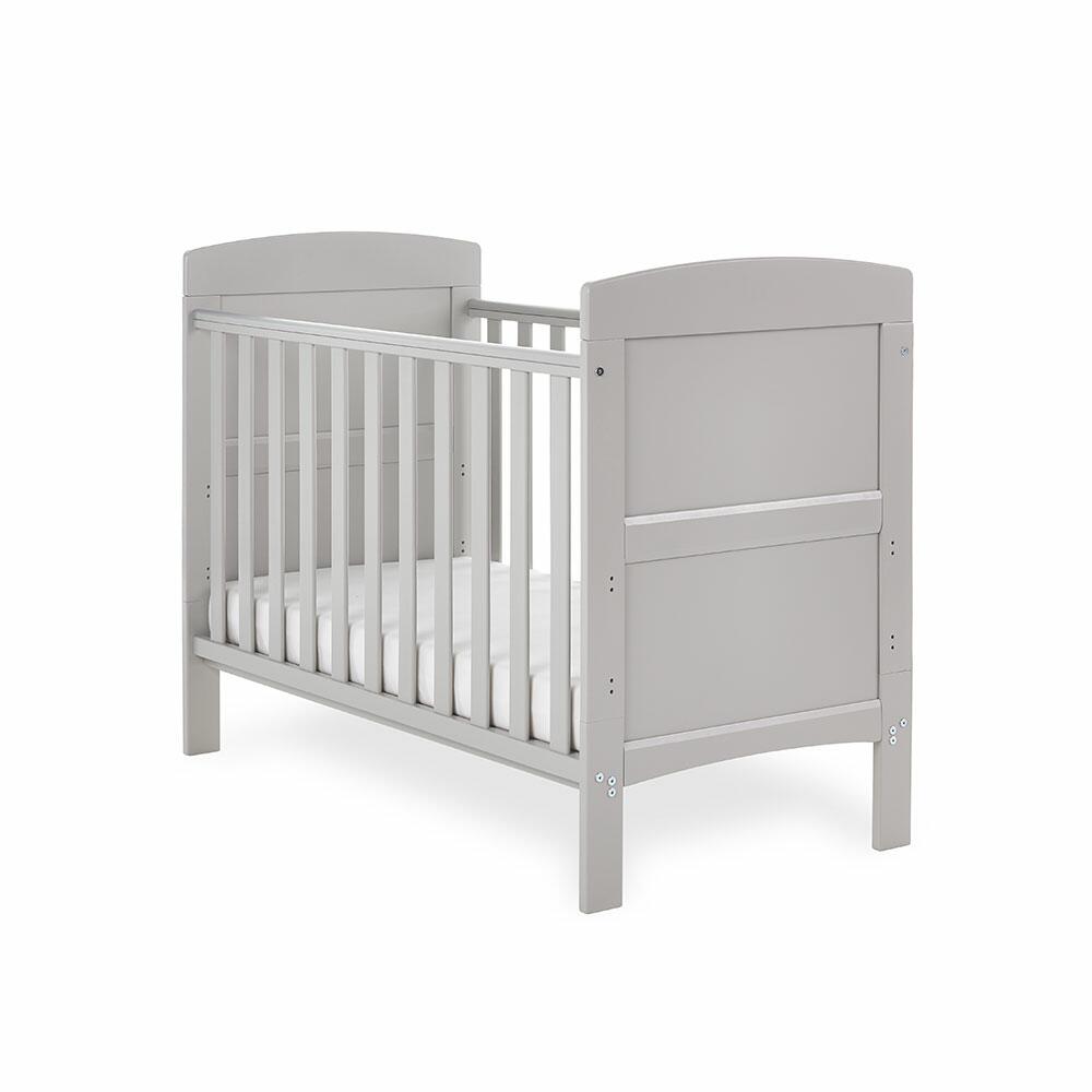 OBaby Warm Grey Mini Cot Bed side view