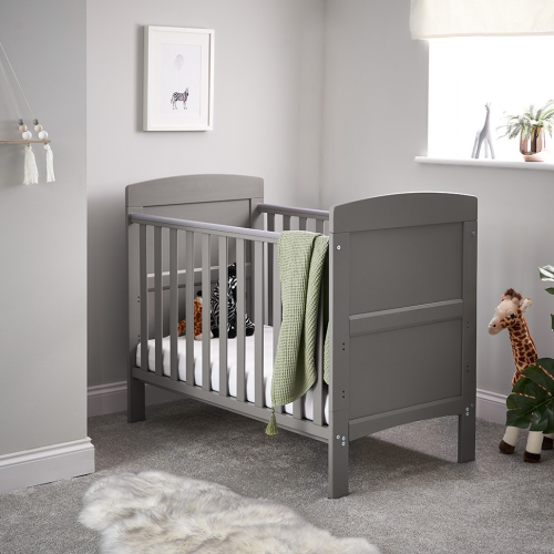 OBaby Grace Taupe Grey Mini Cot Bed