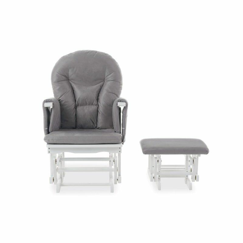 Nursery Chair & Stool - White & Grey