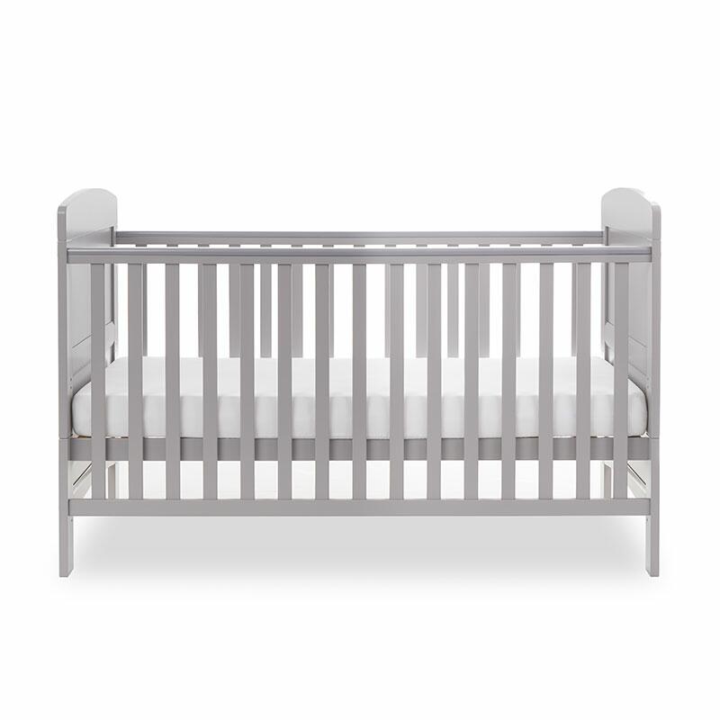 OBaby Grace Warm Grey Cot Bed side view