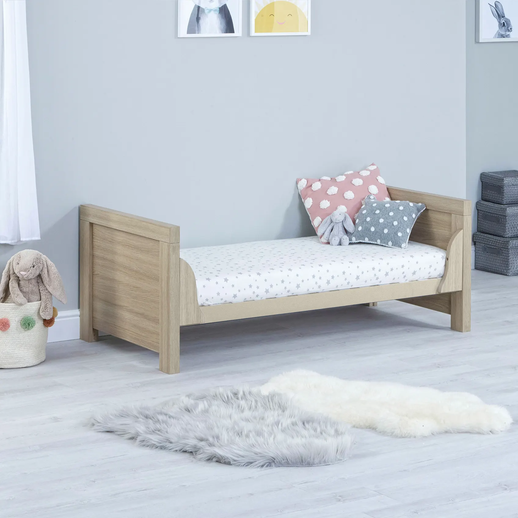 Babymore Luno - Oak toddler bed
