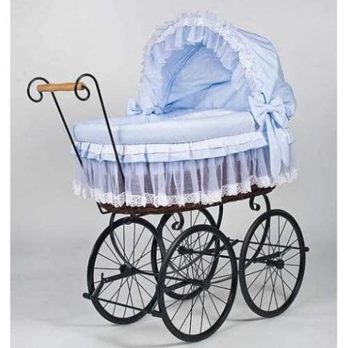 MJ Marks Belinda Carriage Crib with Blue Bedding