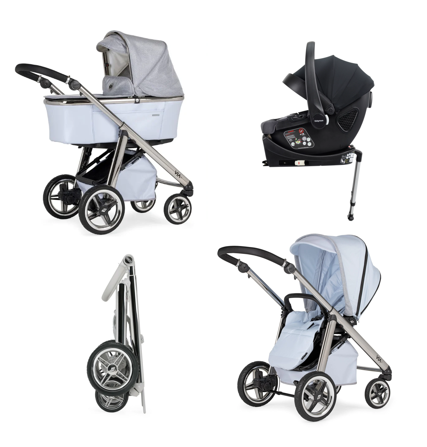 Bebecar silver shimmer sales pram