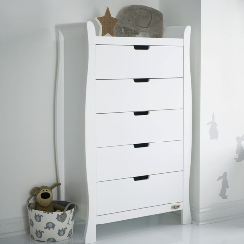 OBaby Stamford Sleigh Tall Chest of Drawers - White