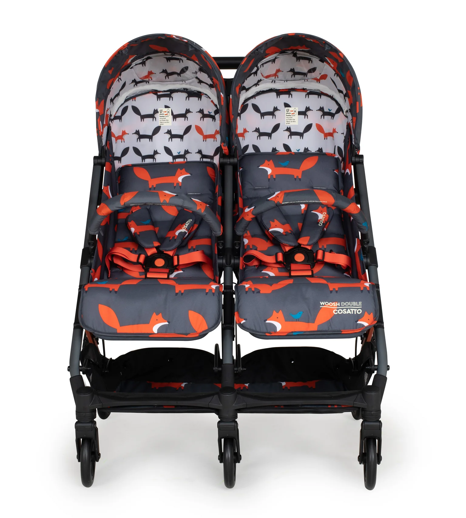 Cosatto Woosh Double Stroller - Charcoal Mister Fox
