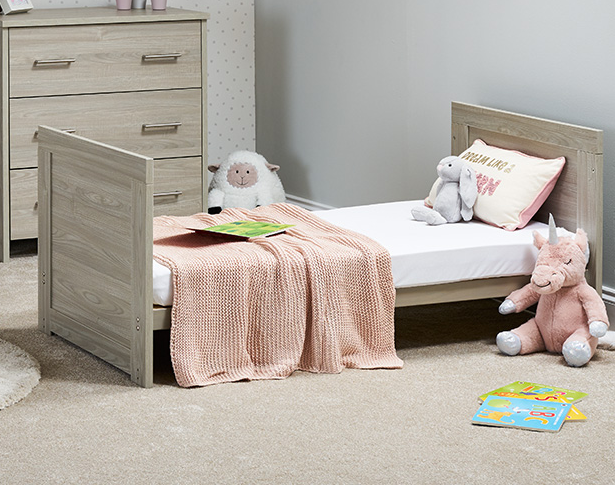 OBaby Nika 2 Piece Room Set in Grey Wash toddler bed