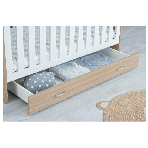 BabyMore Luno & Veni Underbed Cot bed Drawer in Oak