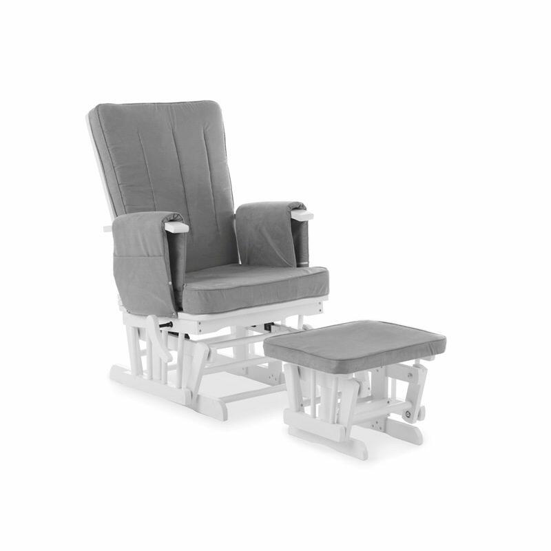 Glider Nursery Chair & Stool - White & grey