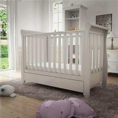 Babymore Eva Sleigh Drop sided Cot Bed - White