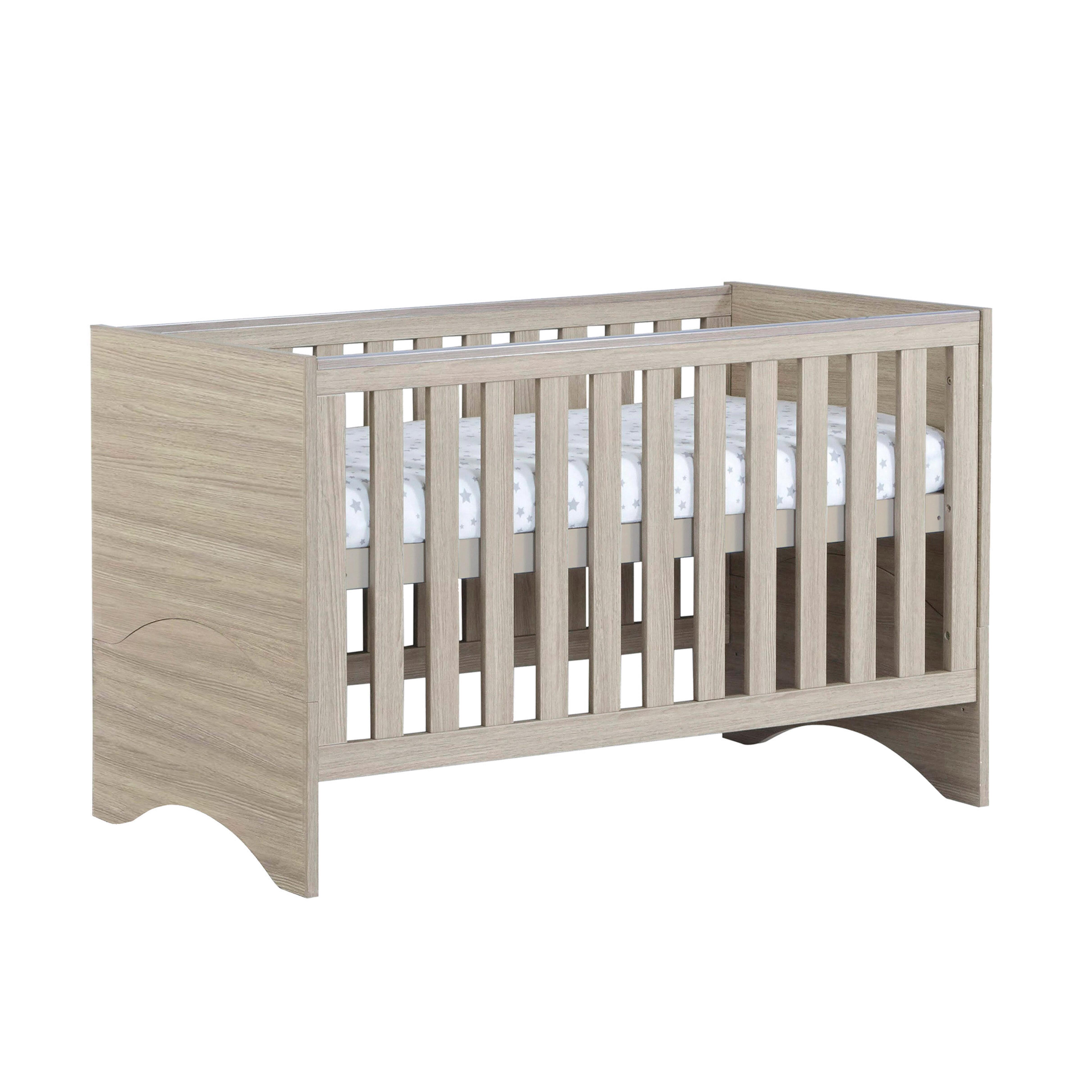 Babymore Veni Oak Cot Bed with Drawer