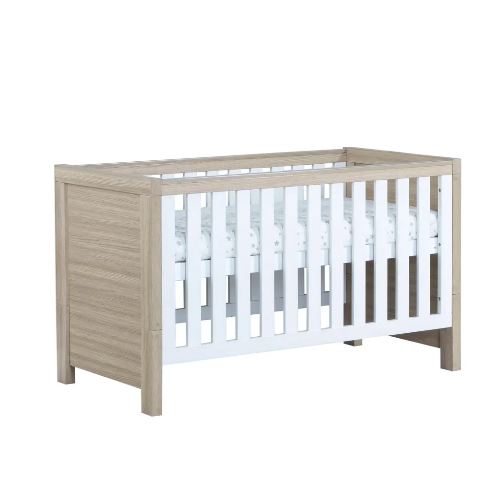 Oak and white cot bed