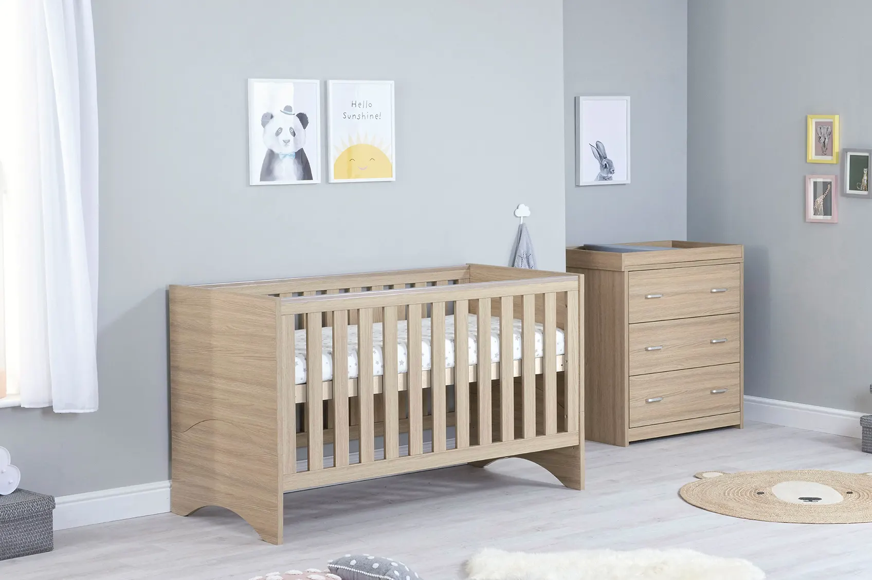 Babymore Veni 3 Piece Nursery furniture Set - Oak