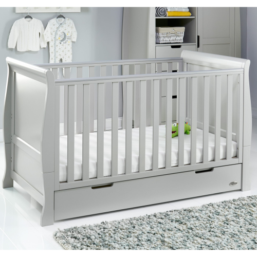 Obaby stamford sleigh clearance cot bed grey