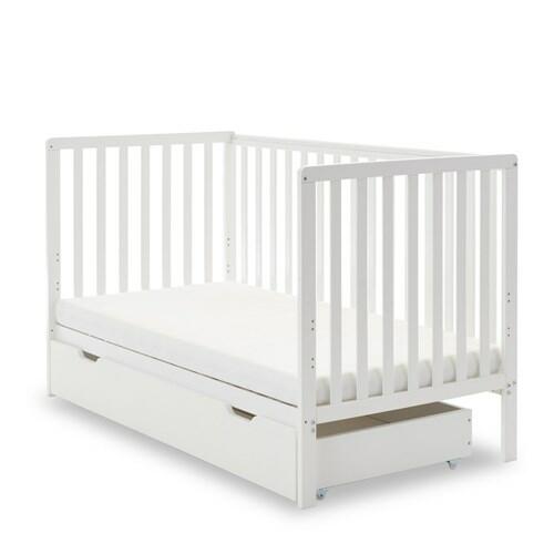 OBaby Bantam Cot Bed in White - With Under Bed Drawer