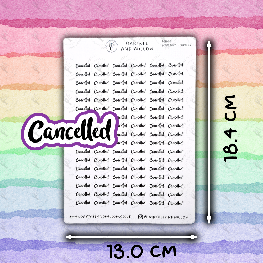 Canceled Script Cancelled Script Stickers 1 - Font 1