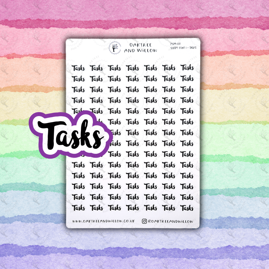 Task Script Sticker Tasks Script Stickers 1 - Font 1