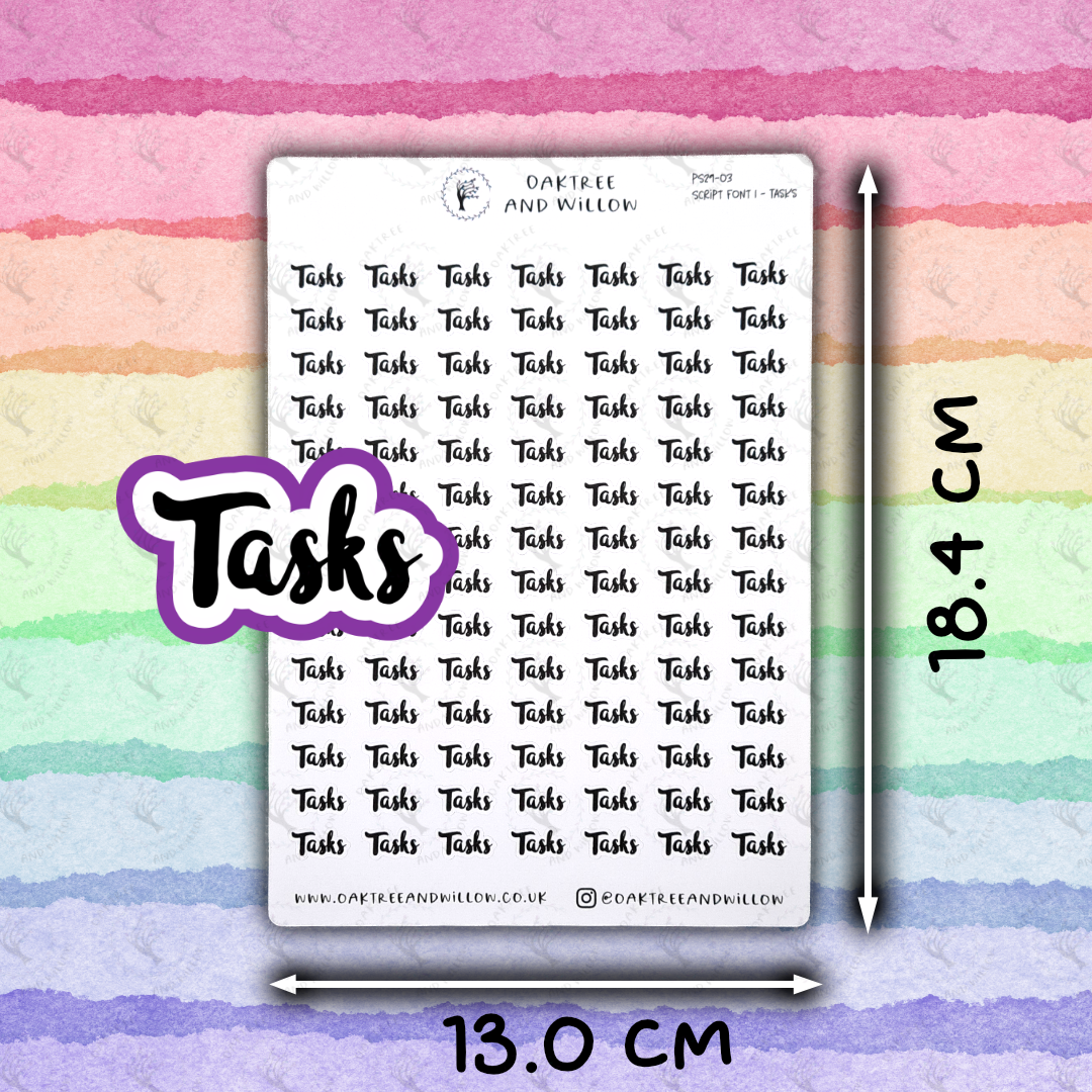 Tasks Script Stickers 1 - Font 1