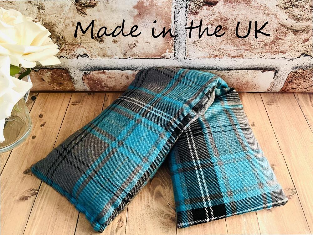 Turquoise Tartan Wheatbag