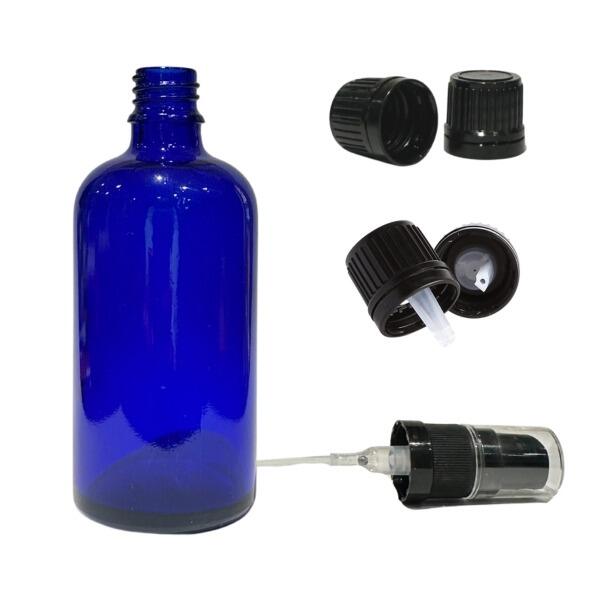 100ml Cobalt Blue glass bottle with lids
