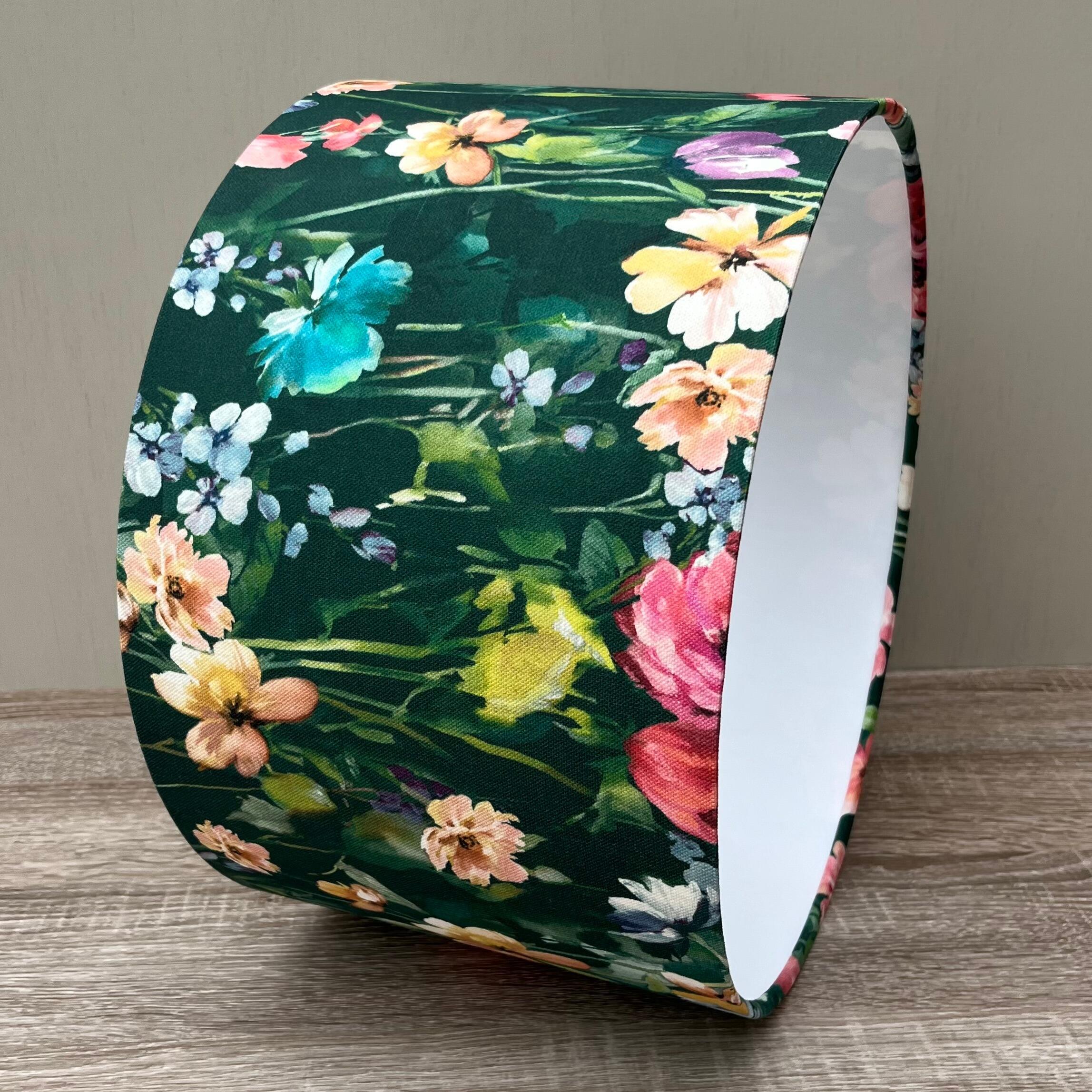 Forest Green and Pink | Watercolour Floral Lampshades