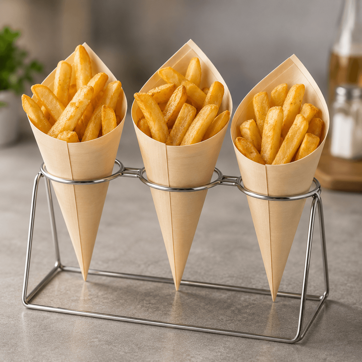 Large 220mm Wooden Canapé Cones (2)