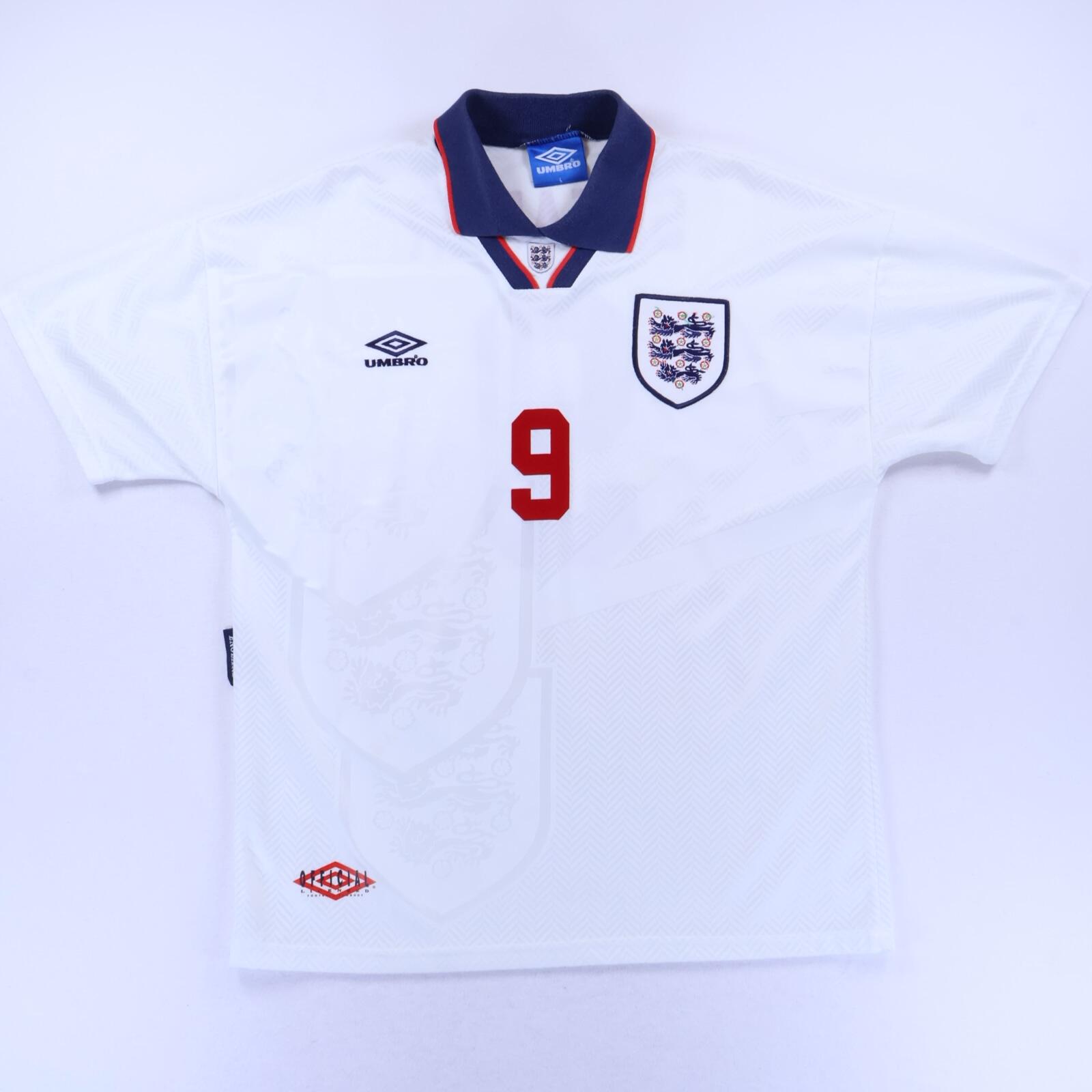 England Shearer #9 1993/95 Home Shirt - L