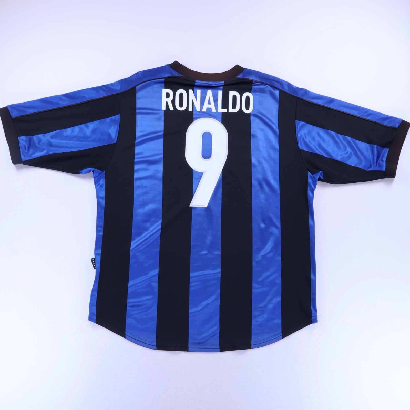 最終価格　90s Inter Milan Ronaldo サッカーTシャツ Inter Milan Ronaldo #9 1999/00 Home Shirt - L