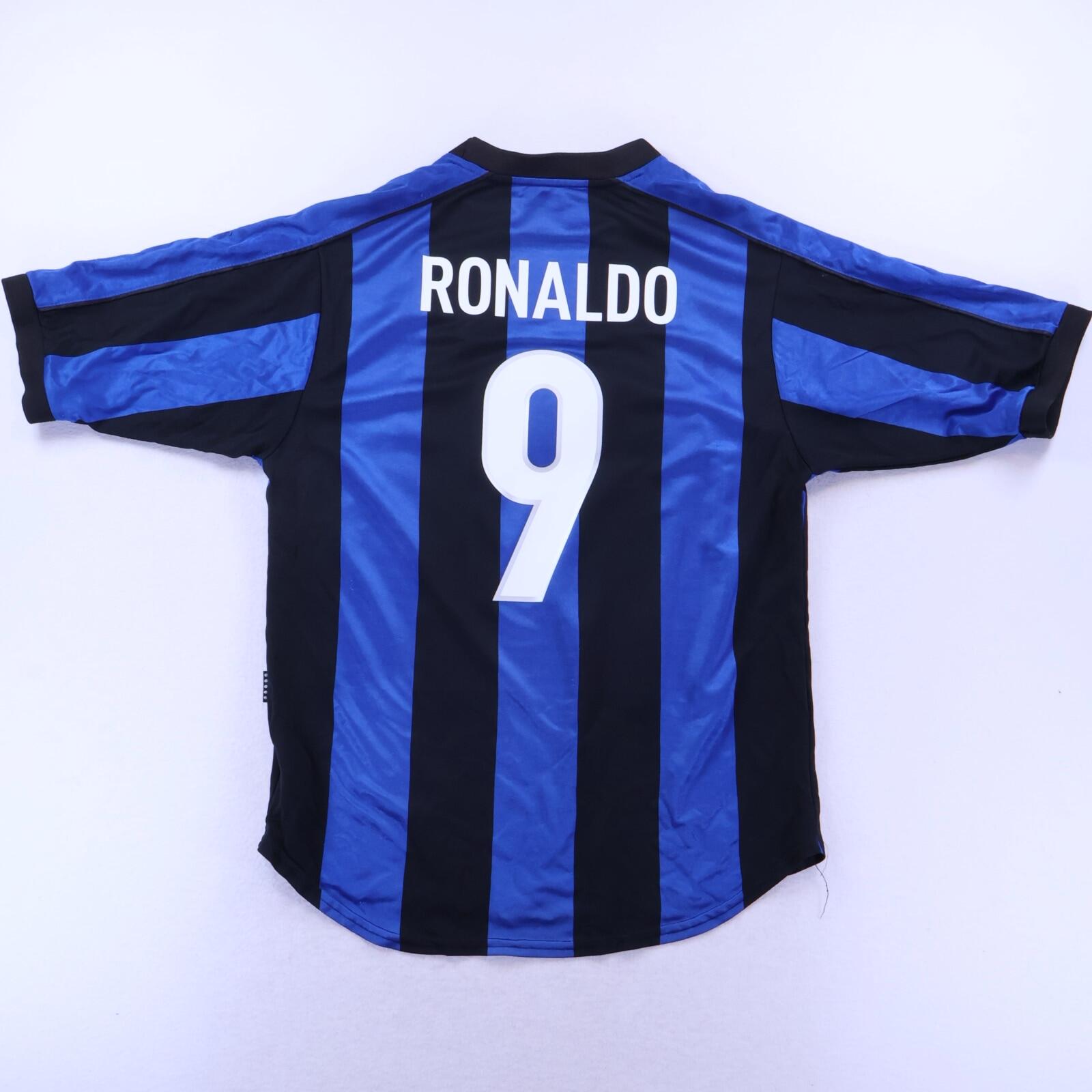 最終価格　90s Inter Milan Ronaldo サッカーTシャツ Inter Milan Ronaldo #9 1999/00 Home Shirt - L