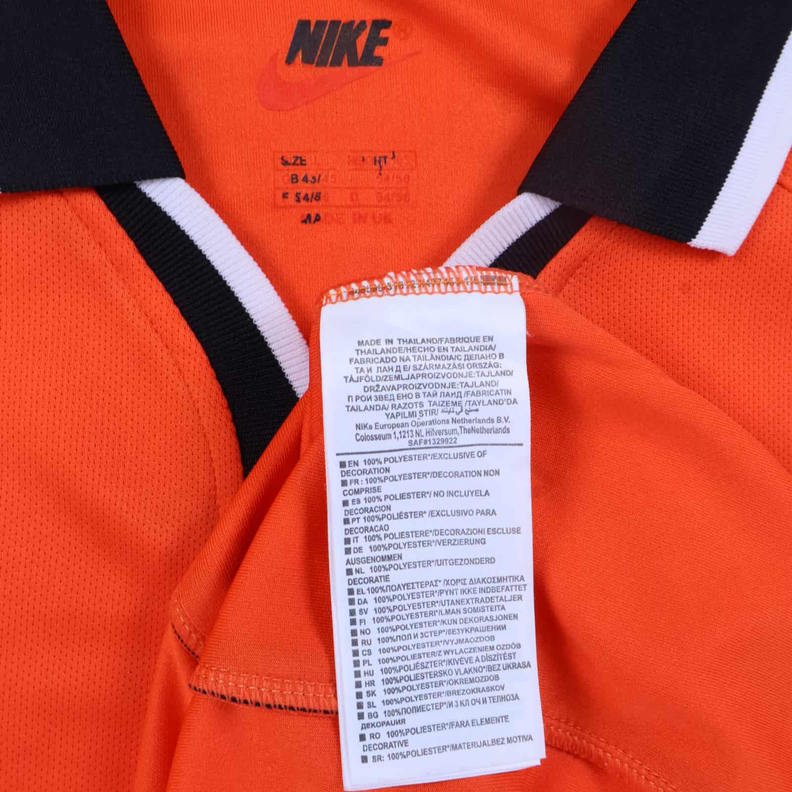 Nike BERGKAMP 8 オレンジシャツ M 1996/97 BERGKAMP #8 Holland Vintage Nike Home Football Shirt (M