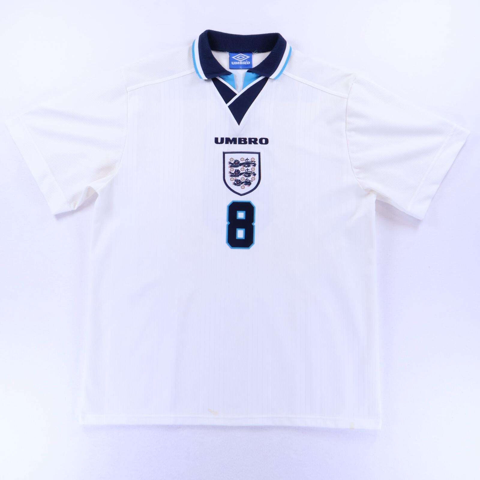 England Gascoigne #8 1995/97 Home Shirt - XL