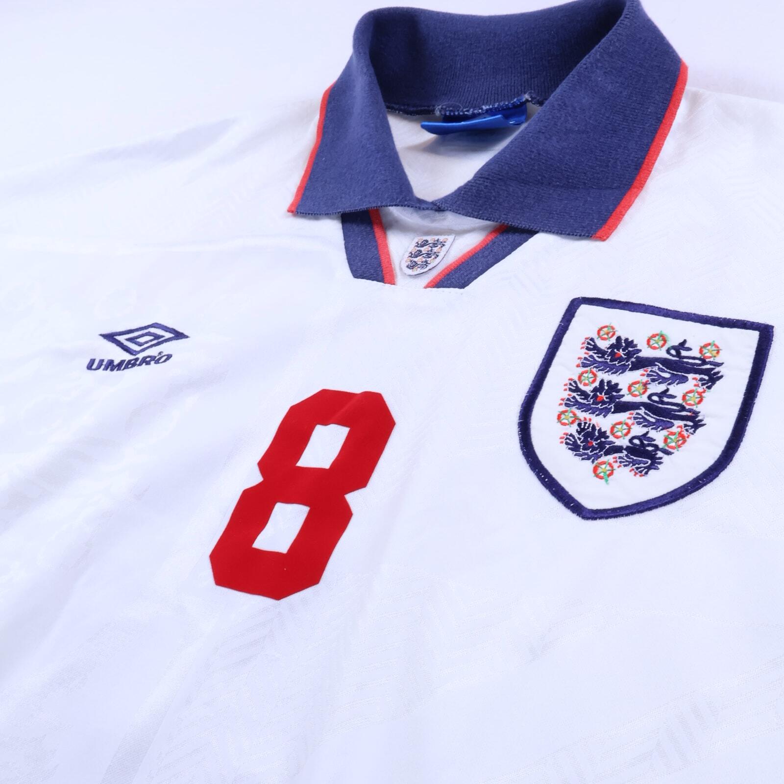 England Gascoigne #8 1993/95 Home Shirt - XL