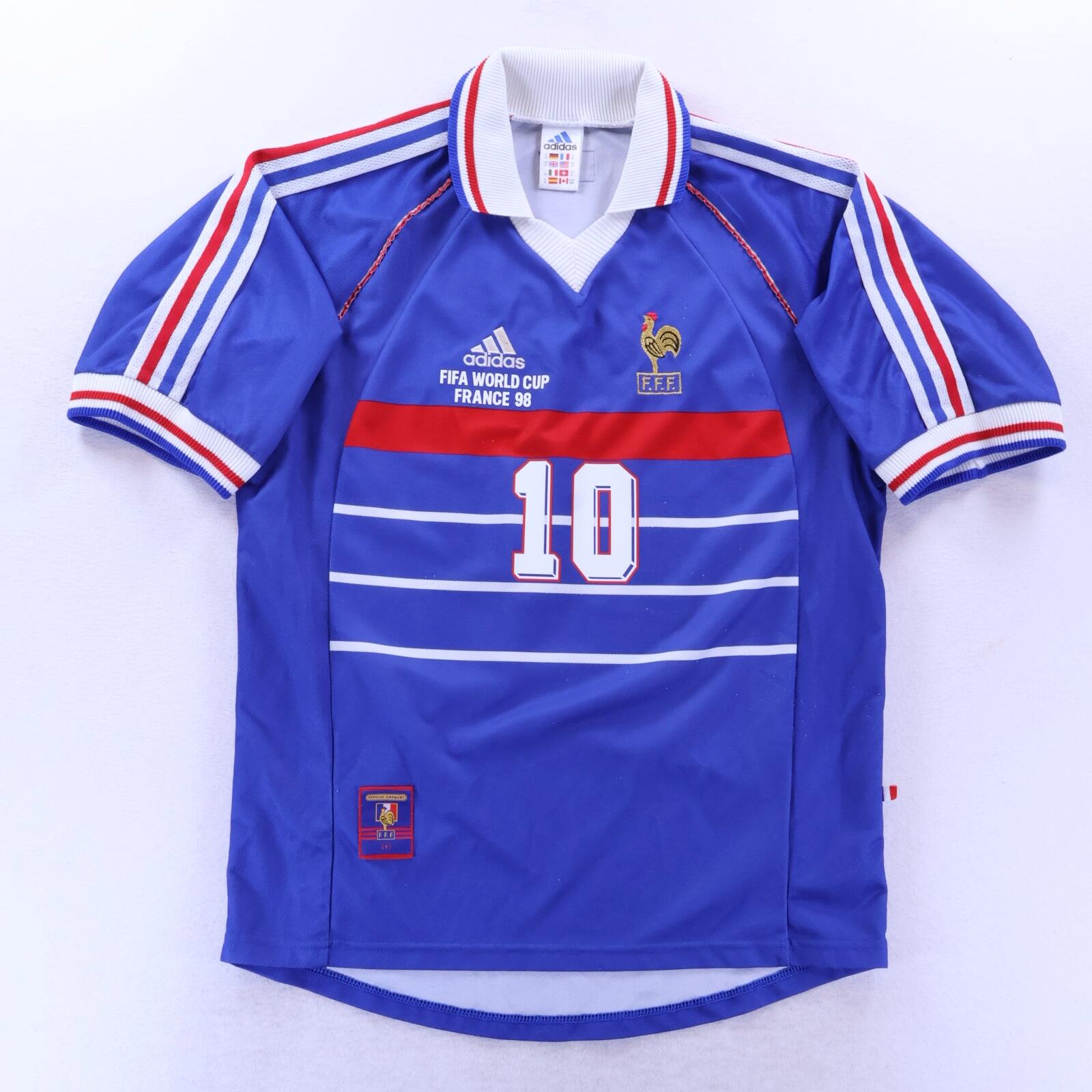 France Zidane #10 1998 World Cup Home Shirt - M