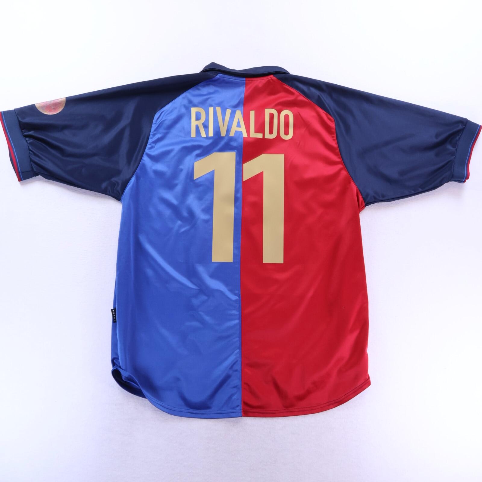 *MINT* Barcelona Rivaldo #11 1999/00 Home Shirt - XL