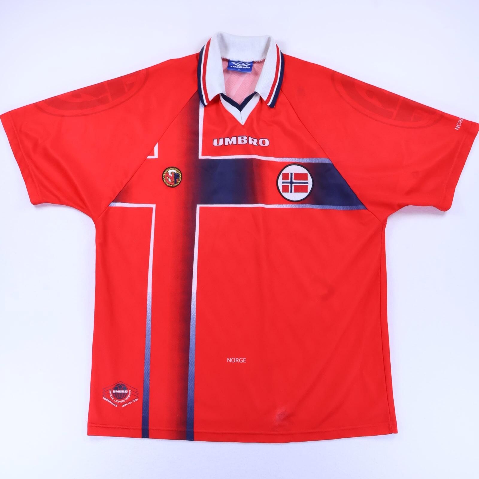 【希少XL/英国製】90s アンブロ ノルウェー代表 ユニフォーム 97/98 Norway 1997/98 Home Shirt - XL