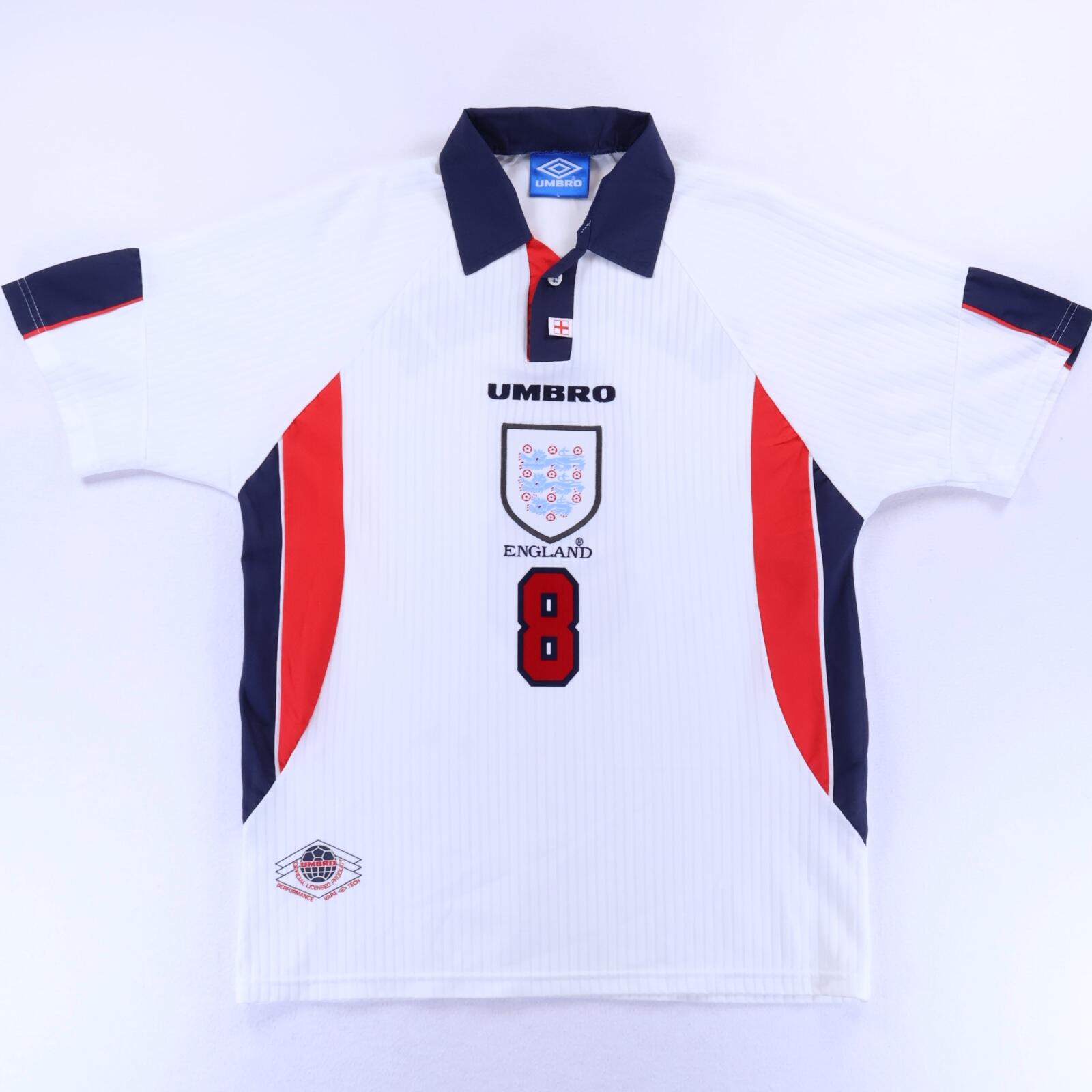 England Gascoigne #8 1997/99 Home Shirt - L