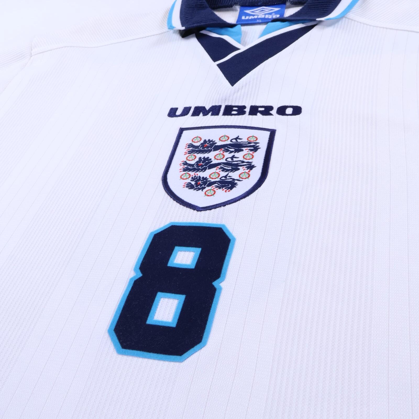 England Gascoigne #8 1995/97 Home Shirt - XL