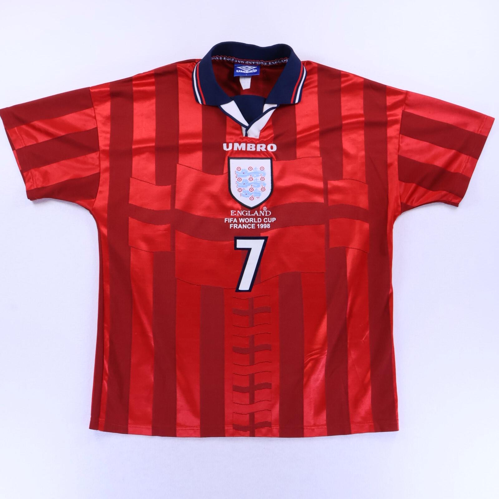 England Beckham #7 1997/99 Home Shirt - L