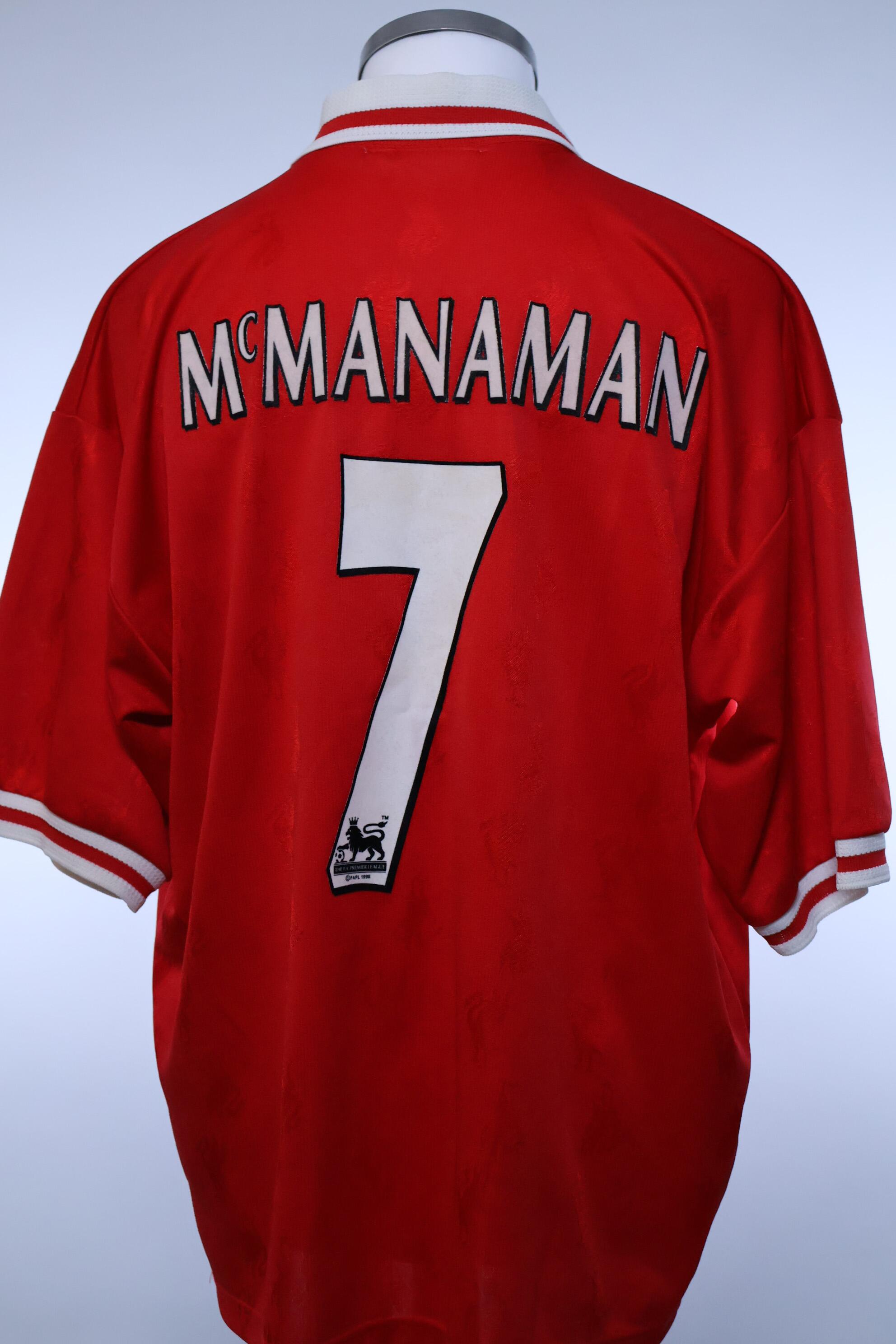 リバプール1996/97マクナマナンサッカーユニフォームfootball Liverpool F.C Mcmanaman 1996/97 Home Shirt - XL