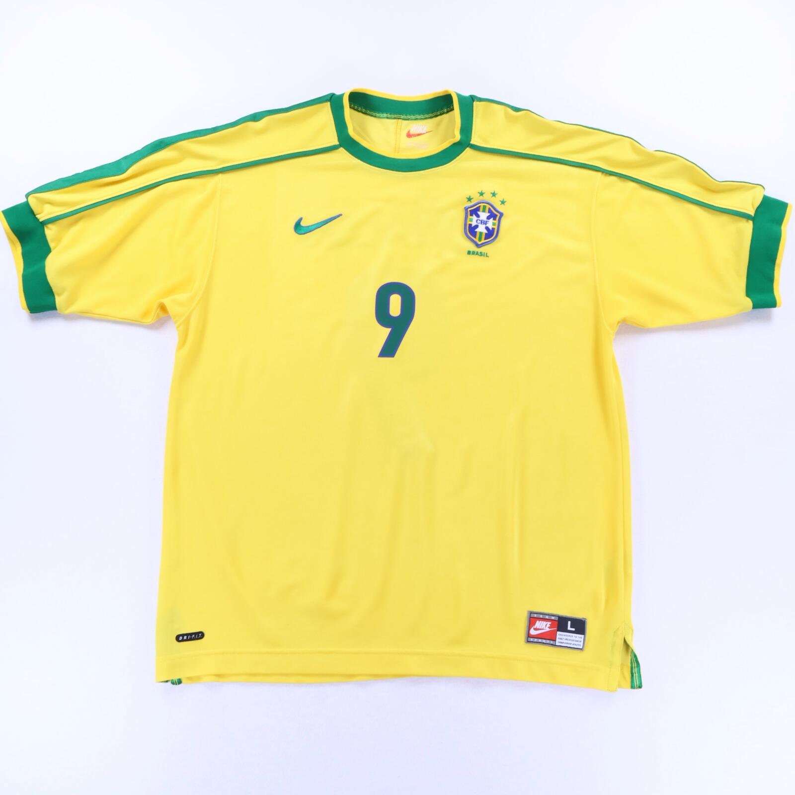 Brazil Ronaldo #9 1998/ Home Shirt - L