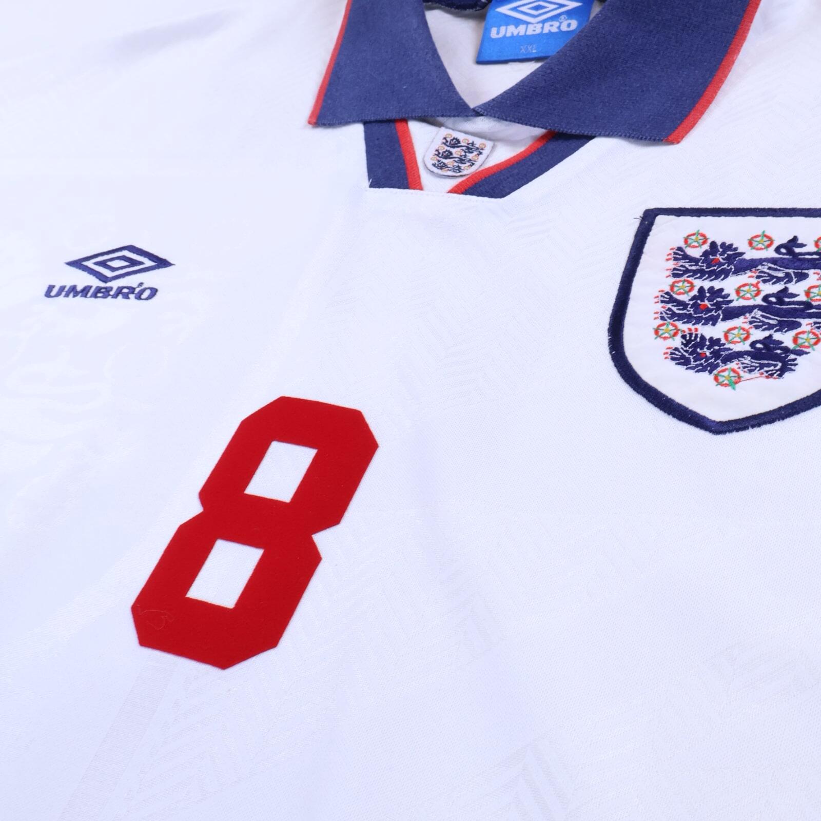 England Gascoigne #8 1993/95 Home Shirt - XXL