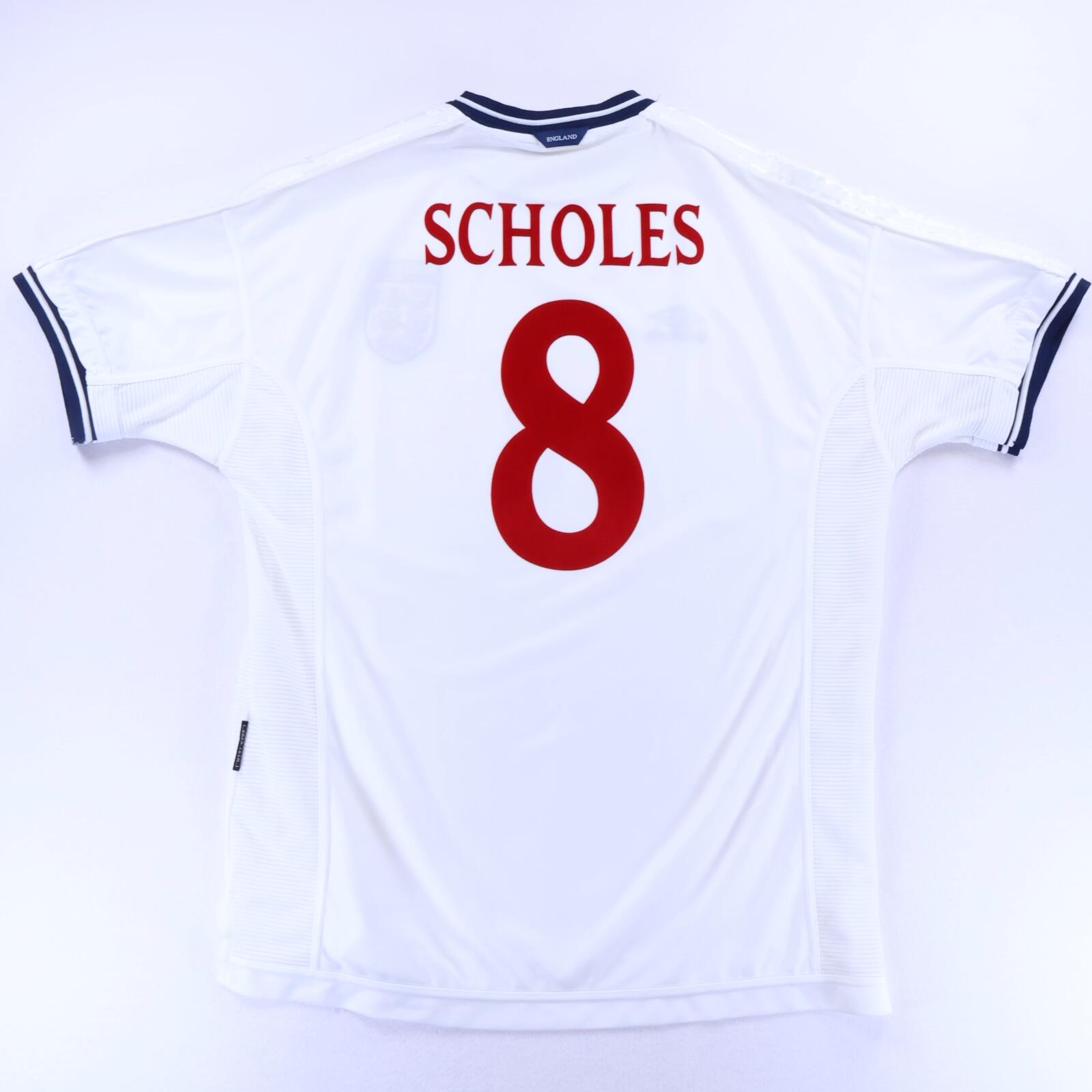 England Scholes #8 1999/01 Home Shirt - XL