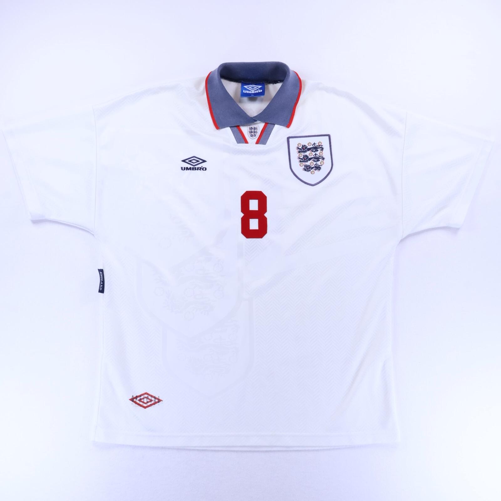 England Gascoigne #8 1993/95 Home Shirt - XL