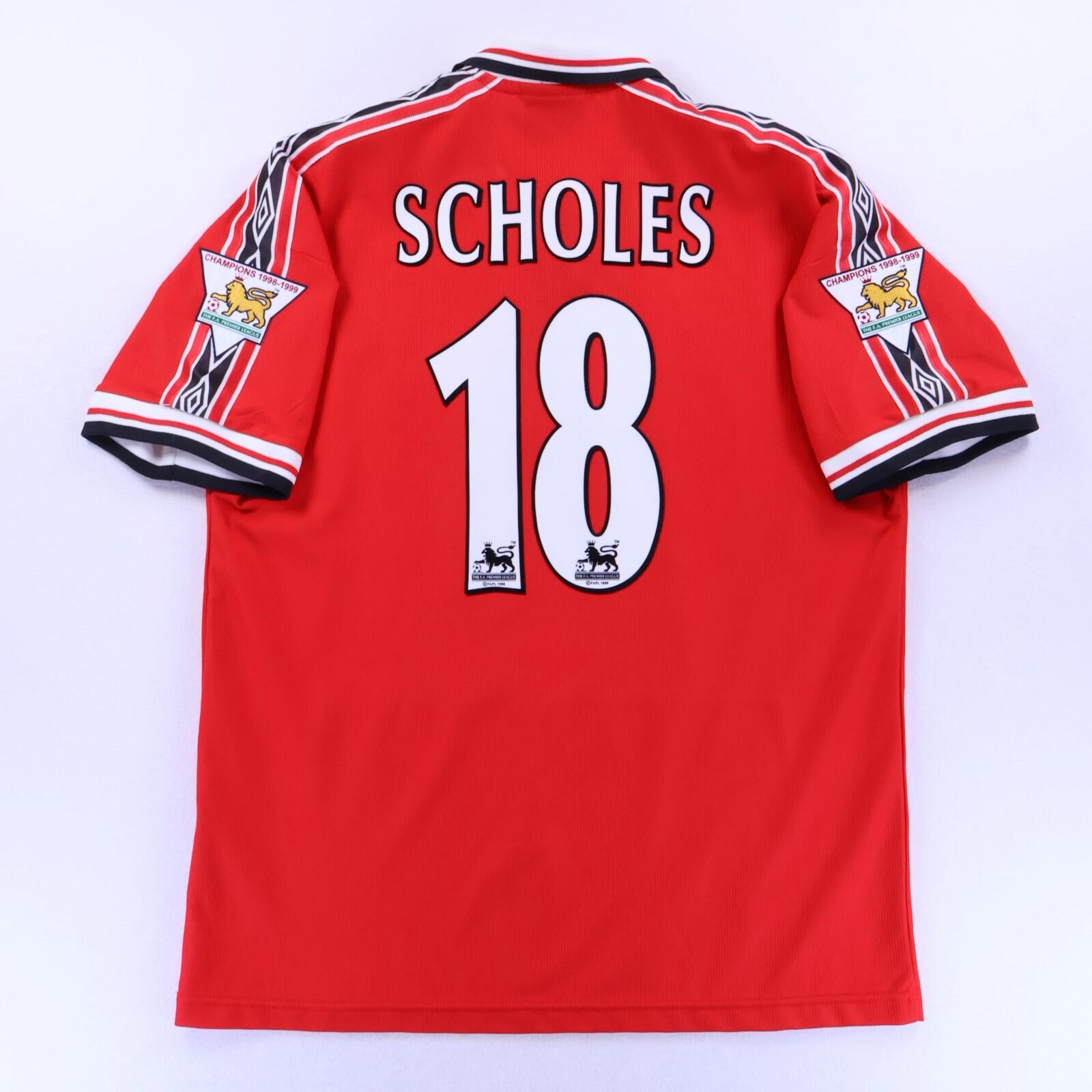Manchester United Scholes #18 1998/99 Home Shirt - XL