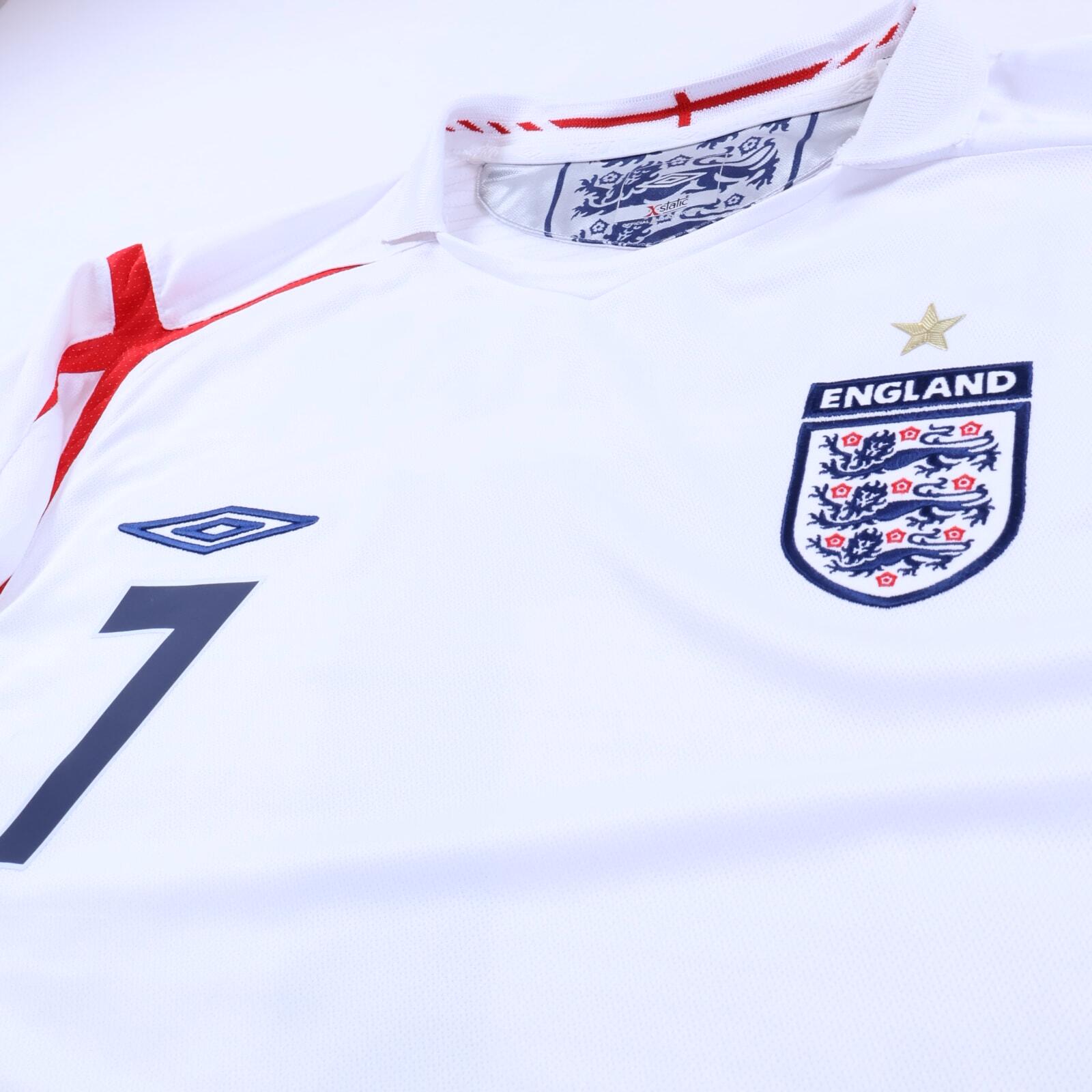 Umbro England シャツ BECKHAM 7 2006 2007 England Beckham White Home Jersey Shirt Kit XL 7 Umbro