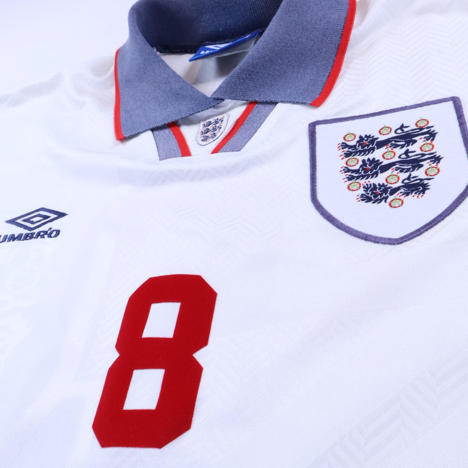 England Gascoigne #8 1993/95 Home Shirt - XL
